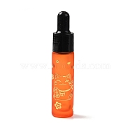 Rubber Dropper Bottles, Refillable Glass Bottle, for Essential Oils Aromatherapy, with Fortune Cat Pattern & Chinese Character, Dark Orange, 2x9.45cm, Hole: 9.5mm, Capacity: 10ml(0.34fl. oz)(MRMJ-M002-01A-08)