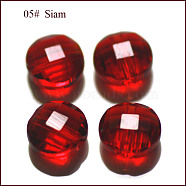 Imitation Austrian Crystal Beads, Grade AAA, Faceted, Flat Round, Dark Red, 6x4mm, Hole: 0.7~0.9mm(SWAR-F070-6mm-05)