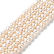 Natural Pearl Beads Strands, Round, Grade 3A, WhiteSmoke, 6~7x6~7mm, Hole: 0.6mm, about 59pcs/strand, 14.25~14.37 inch(36.2~36.5cm)(PEAR-E018-74)