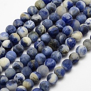 Natural Sodalite Beads Strands, Frosted, Round, Dyed, 10mm, Hole: 1mm, about 38pcs/strand, 14.9 inch(G-J364-01-10mm)