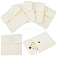 Square Velvet Jewelry Bags, with Snap Fastener, PapayaWhip, 7x7x0.95cm(TP-BBC0001-01B-04)