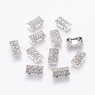 Tibetan Style Alloy Multi-strand Links, Rectangle, Lead Free and Cadmium Free, Antique Silver, 14x8x3mm, Hole: 2mm(X-LF9215Y)