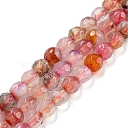 Natural Agate Beads Strands, Faceted Round, Dyed & Heated, Orange Red, 4mm, Hole: 0.8mm, about 91pcs/strand, 14.57 inch(37cm)(G-Q1000-01F)
