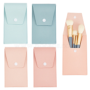 AHADERMAKER 4Pcs 4 Colors PU Imitation Leather Cosmetic Brushes Storage Bags, with Platic Bottons, Rectangle, Mixed Color, 16x9x0.6cm, 1pc/color(ABAG-GA0001-16)