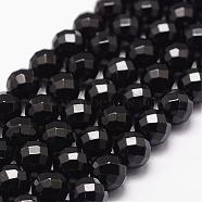 Natural Black Onyx Beads Strands, Dyed & Heated, 64 Faceted, Round, 8mm, Hole: 1.2mm, 49pcs/strand, 15.7 inch(G-N0171-12-8mm)