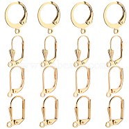 40Pcs 4 Style Brass & 304 Stainless Steel Leverback Earrings Findings, with Loops, Long-Lasting Plated, Real 18K Gold Plated, 14~19x6~12x1.5~12mm, Hole: 1.2~1.6mm, Pin: 0.6~1mm, 10Pcs/style(FIND-BBC0002-78)