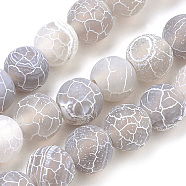 Natural Weathered Agate Beads Strands, Frosted, Dyed, Round, Thistle, 8mm, Hole: 1mm, about 47pcs/strand, 15.7 inch(X-G-S259-05E-8mm)