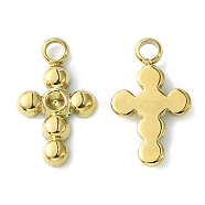 304 Stainless Steel Pendant Rhinestone Settings, Cross, Real 14K Gold Plated, Fit for 1.2mm Rhinestone, 11.5x6.8x1.5mm, Hole: 1.3mm(STAS-L269-068G)