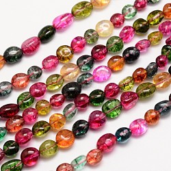 Natural Crackle Quartz Bead Strands, Tumbled Stone, Dyed, Nuggets, Colorful, 8~10x8~10mm, Hole: 1mm, about 15.74 inch(X-G-L459-16)
