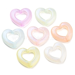 Luminous Acrylic Beads, Glitter Beads, Glow in the Dark, Heart, Mixed Color, 25.5x28x5mm, Hole: 2.5mm, about 248pcs/500g(MACR-D024-19)