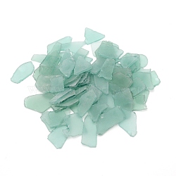 Sea Glass Chip Beads, No Hole, Nuggets, For Aquarium Fish Tank Decoration, Medium Aquamarine, 29~70x28~48x3.5~6mm(GLAA-WH0031-11C)