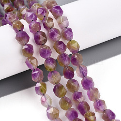 Dyed Natural White Jade Beads Strands, Two Tone, Faceted, Star Cut Round Beads, Dark Orchid, 7~8x6~7.5x6~7.5mm, Hole: 1mm, about 48~49pcs/strand, 14.17~15.35''(36~39cm)(G-T139-8mm-45P)