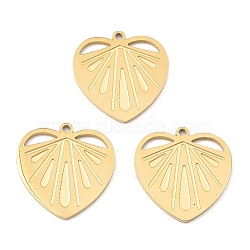 Ion Plating(IP) 316 Surgical Stainless Steel Pendants, Heart Charm, Real 24K Gold Plated, 15x14.5x1mm, Hole: 1mm(STAS-K258-16G)