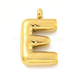 Ion Plating(IP) 304 Stainless Steel Pendants, Letter Charm, Golden, Letter E, 25.5x12x5.5mm, Hole: 3mm(STAS-C102-16G-E)