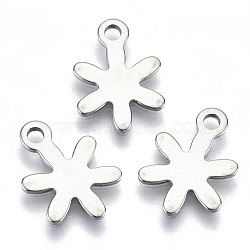201 Stainless Steel Charms, Laser Cut, Flower, Stainless Steel Color, 14x10x0.8mm, Hole: 1.6mm(STAS-R116-037)