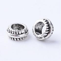 Tibetan Style Alloy European Beads, Large Hole Beads, Rondelle, Cadmium Free & Lead Free, Antique Silver, 7x3.5mm, Hole: 4mm, about 2560pcs/1000g(TIBE-Q063-163AS-RS)