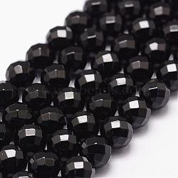 Natural Black Onyx Beads Strands, Dyed & Heated, 64 Faceted, Round, 8mm, Hole: 1.2mm, 49pcs/strand, 15.1 inch(G-N0171-12-8mm)