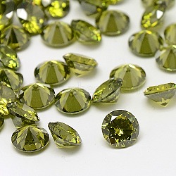 Cubic Zirconia Cabochons, Grade A, Faceted, Diamond, Olive, 5x3mm(ZIRC-M002-5mm-006)