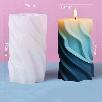 Wavy Pillar DIY Silicone Candle Molds, Aromatherapy Candle Moulds, Scented Candle Making Molds, White, 7.5x7.6x13cm