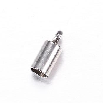 304 Stainless Steel Cord Ends, Stainless Steel Color, 7.5x3.5mm, Hole: 1.5mm, Inner Diameter: 3mm