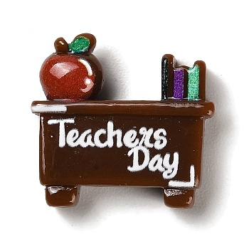 Teacher's Day Theme Opaque Resin Cabochons, Word, 20.5x21.5x6.5mm