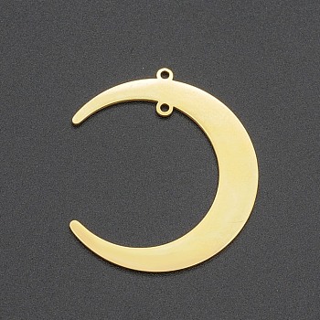 201 Stainless Steel 2-Loop Link Pendants, Laser Cut, Crescent, Golden, 37x31x1mm, Hole: 1.6mm