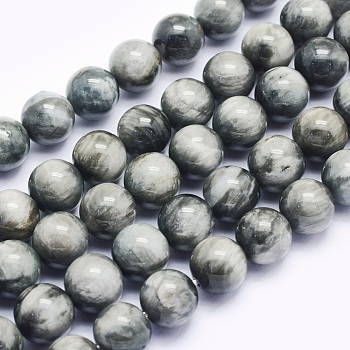 Natural Hawk's Eye Beads Strands, Eagle Eye Stone, Round, 8mm, Hole: 1mm, about 50pcs/strand, 15.5 inch(39.5cm)