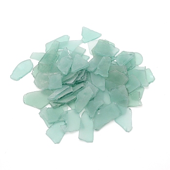 Sea Glass Chip Beads, No Hole, Nuggets, For Aquarium Fish Tank Decoration, Medium Aquamarine, 29~70x28~48x3.5~6mm