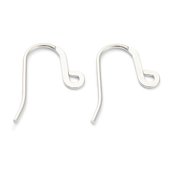 316 Surgical Stainless Steel Earring Hooks, Ear Wire, with Horizontal Loop, Stainless Steel Color, 24x15x1mm, Hole: 1.7mm, Pin: 1mm