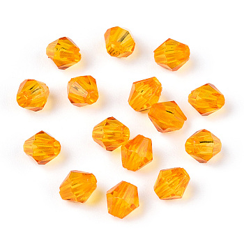 Transparent Acrylic Beads, Bicone, Orange, 4x4mm, Hole: 1.2mm, about 17000pcs/500g