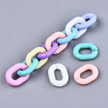 Acrylic Linking Rings, Quick Link Connectors, For Jewelry Chains Making, Oval, Mixed Color, 20x14.5x4.5mm, Inner Diameter: 5.5x10.5mm, about 565pcs/418g