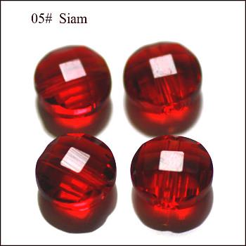 Imitation Austrian Crystal Beads, Grade AAA, Faceted, Flat Round, Dark Red, 6x4mm, Hole: 0.7~0.9mm