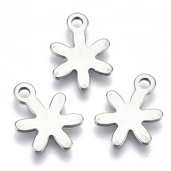 201 Stainless Steel Charms, Laser Cut, Flower, Stainless Steel Color, 14x10x0.8mm, Hole: 1.6mm