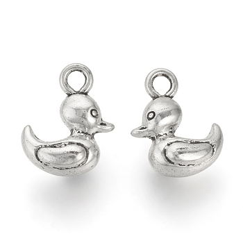 Tibetan Style Alloy Charms, Duck, Cadmium Free & Lead Free, Antique Silver, 15x12x7mm, Hole: 2mm, about 540pcs/1000g