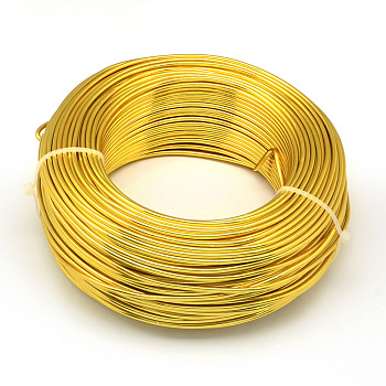 Round Aluminum Wire, Bendable Metal Craft Wire, for DIY Jewelry Craft Making, Gold, 7 Gauge, 3.5mm, 20m/500g(65.6 Feet/500g)