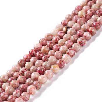 Natural Maifanite/Maifan Stone Beads Strands, Dyed, Round, Flamingo, 4~4.5mm, Hole: 1mm, about 91~100pcs/strand, 14.96~15.35 inch(38~39cm)