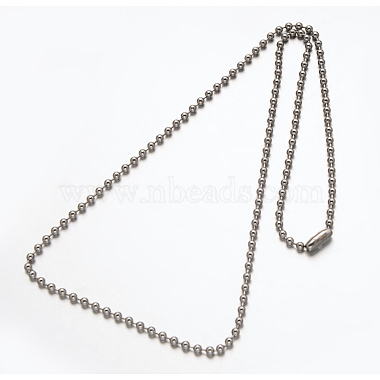 Venta caliente 304 acero inoxidable collar de cadena de bolas(NJEW-E045-13P)-2