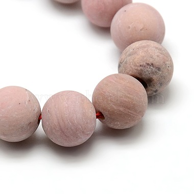 Frosted Natural Rhodonite Round Bead Strands(G-M064-10mm-04)-2