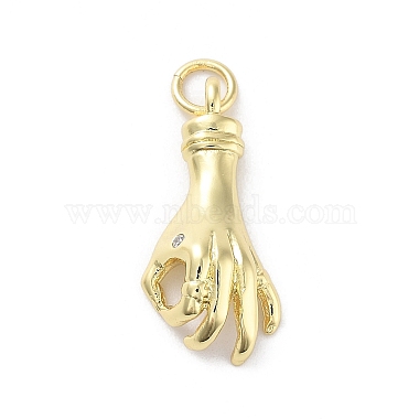 Real 18K Gold Plated Clear Palm Brass+Cubic Zirconia Pendants