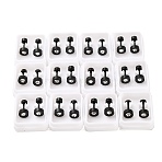 Flat Round Crystal Rhinestone Ear Fake Plugs, 304 Stainless Steel Piercing Stud Screw Earrings for Women, Black, 6mm, Pin: 1mm(EJEW-H105-21EB-B)