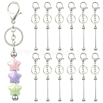 10Pcs Alloy Bar Beadable Keychain for Jewelry Making DIY Crafts, with Alloy Lobster Clasps and Iron Ring, Platinum, 15.5~15.8cm(KEYC-YW0001-28P)