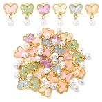 30Pcs 6 Colors Handmade Lampwork Pendants, Butterfly, with Alloy, Mixed Color, 29x18mm, 5pcs/color (LAMP-YW0004-11)