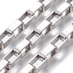 Tarnish Resistant 201 Stainless Steel Box Chains, Unwelded, Stainless Steel Color, 10x6x4mm(CHS-P007-01P)
