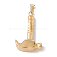 Vacuum Plating 304 Stainless Steel Pendants, Hammer Charm, Golden, 47.5x29x9.5mm, Hole: 9x4.8mm(STAS-H170-14G)