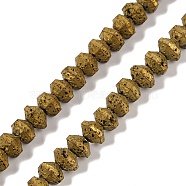 Electroplated Natural Lava Rock Beads Strands, Rondelle, Saucer Beads, Golden Plated, 6x4mm, Hole: 1mm, about 94pcs/strand, 15.94''(40.5cm)(G-A234-F02-01D)