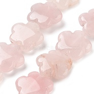 Natural Rose Quartz Beads Strands, Flower, 20x20x6mm, Hole: 1.4mm, about 20pcs/strand, 14.57~14.96 inch(37~38cm)(G-F769-X01-02)