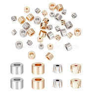 40Pcs 4 Style Brass Beads, Column, Nickel Free, Mixed Color, 5~6x3~4mm, Hole: 1~2.5mm, 10pcs/style(KK-CN0002-46)