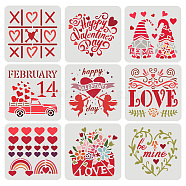 Plastic Painting Stencils Sets, Reusable Drawing Stencils, for Painting on Scrapbook Fabric Tiles Floor Furniture Wood, Ocean Theme, White, Valentine's day Themed Pattern, 15x15cm(DIY-WH0172-987)