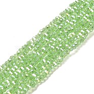 Transparent Glass Beads, 32 Facets, AB Color Plated, Round, Light Green, 3.5x3mm, Hole: 1mm, about 163~166pcs/strand, 50~51cm(EGLA-A035-T3mm-B09)