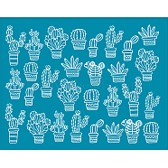 Silk Screen Printing Stencil, for Painting on Wood, DIY Decoration T-Shirt Fabric, Cactus Pattern, 100x127mm(DIY-WH0341-106)